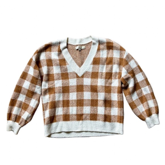 LOFT Sweaters - Loft V-Neck Checkered Sweater